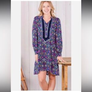 Matilda Jane Thoughts and Dreams Floral Dress Womens Size S Pockets Blue Ruffle